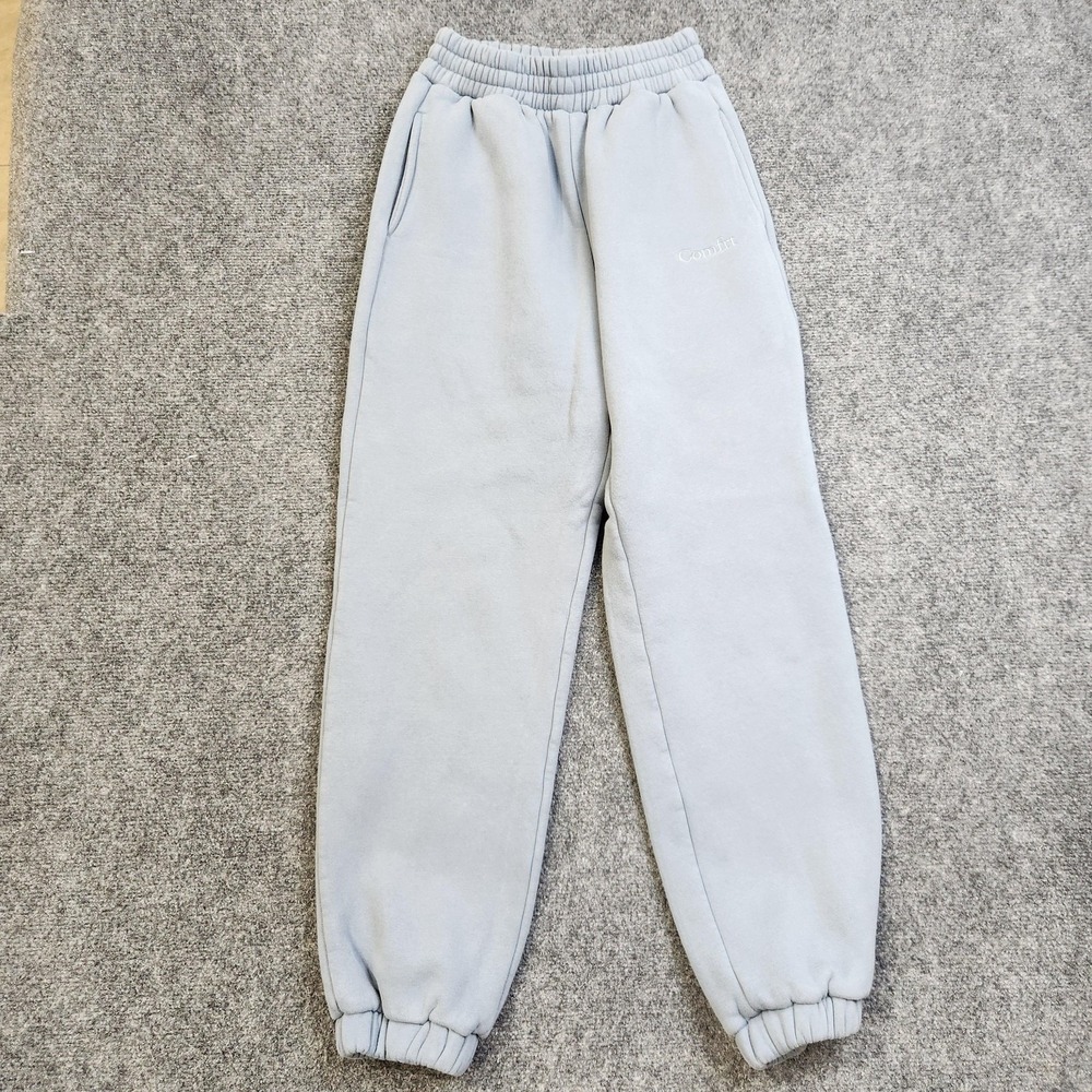 Comfrt Sweatpants Womens XS Blue Fleece Jogger Elastic Waist Pockets Stretch